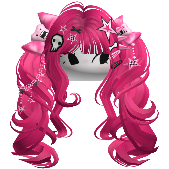♡ Scene Fluffy Gyaru Pigtails (Hot Pink)
