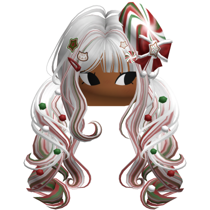 ♡ Christmas Peppermint Pigtails (White & Red)