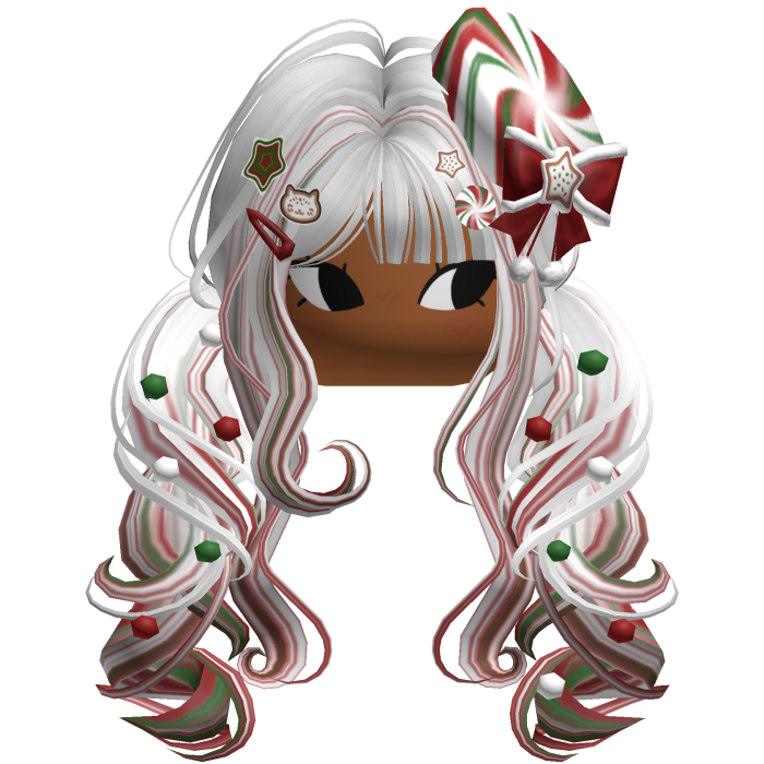 ♡ Christmas Peppermint Pigtails (White & Red)