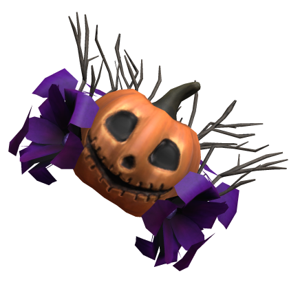 Halloween Pumpkin w/ Purple Flowers Hair Clip Roblox item