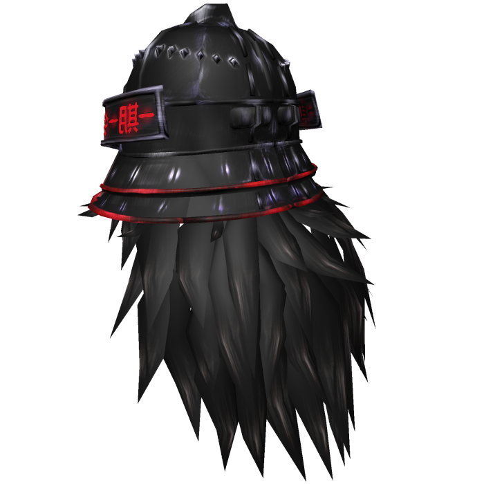 Black Long Spiky Hair With Dark Abyss Samurai Helm