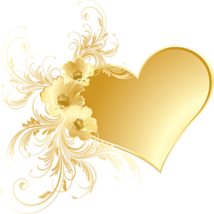 Gold Heart with Flowers PNG Picture Roblox decal