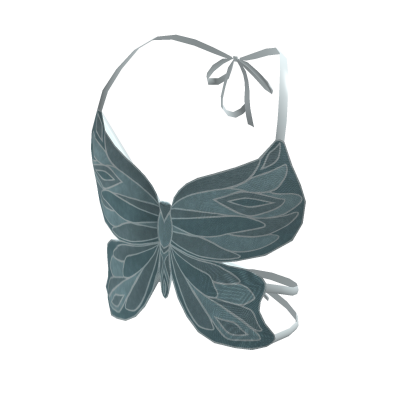 Y2K Butterfly Fantasy Top Blue Denim
