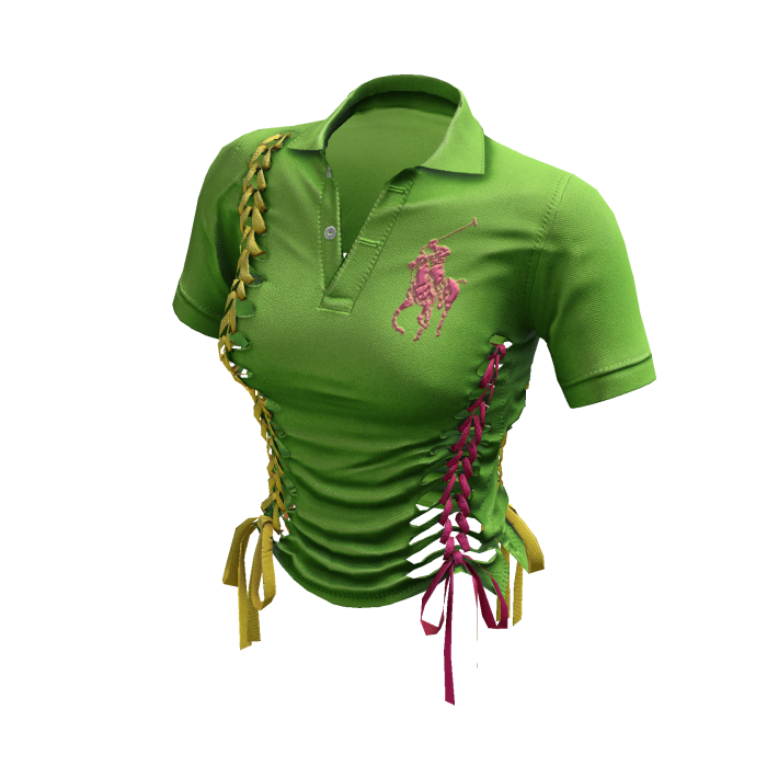 Braided Cutout Polo Shirt (Tropical Punch)