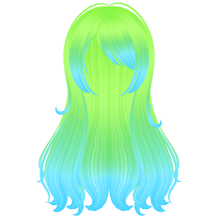 frutiger aero green blue wispy flowy hair (NEON)