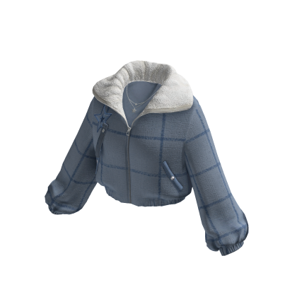 Cropped Quilted Puffer Jacket (Blue)