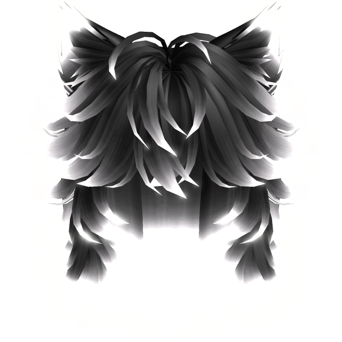 Glowing Anime Wolfcut w/ Furry Ears (Black&White)