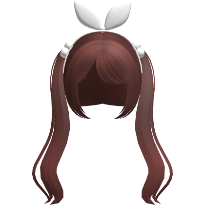 red cute pigtails w bunny ears hair bow
