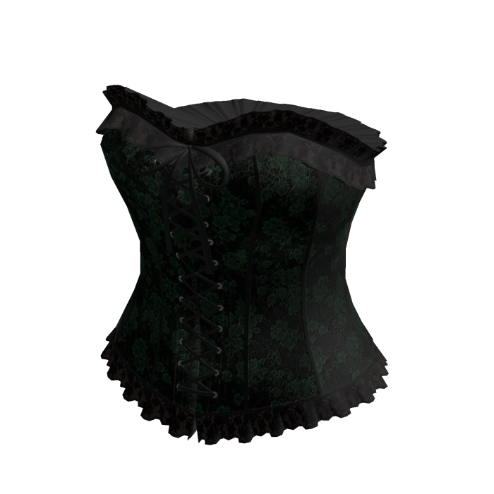 Floral Lace-Up Corset Top (Dark Green)