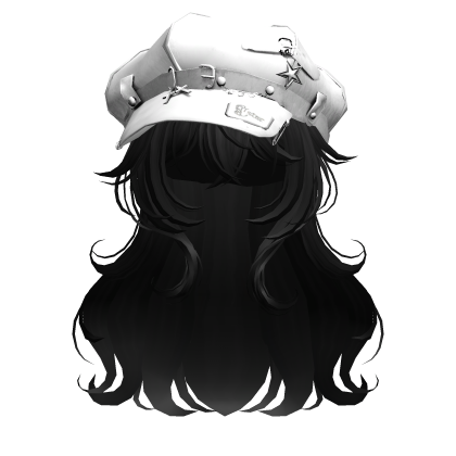 Black Cute Anime Girl Hair w/ Y2K Punk Cap Roblox item