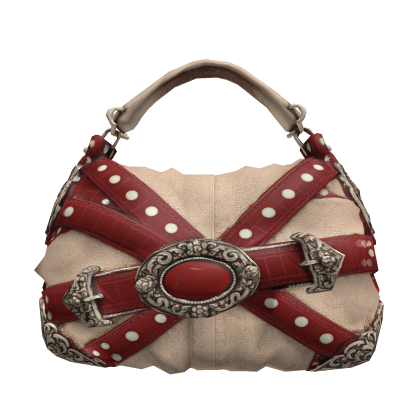 Cream red studded ruby shoulder bag