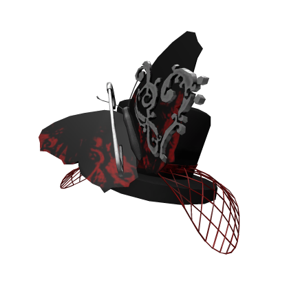 red gothic lolita mini top hat veil pin Roblox item