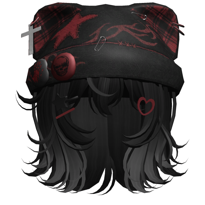 Black Streetwear Y2K Beanie Girl Hair