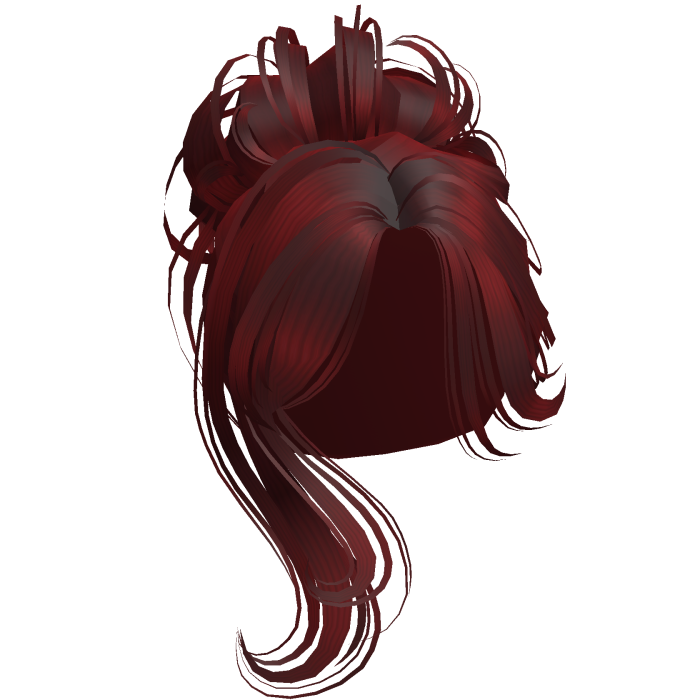 Red Messy Bun Hair with Long Bangs