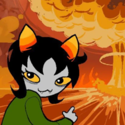 nepeta pointing at an explosion homestuck