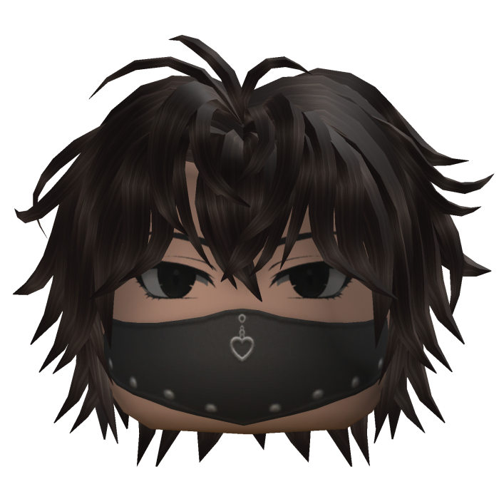 Messy Anime Hair w/ Mask (Dark Brown)