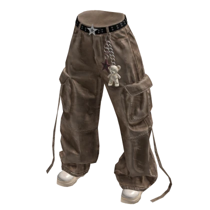 Brown Grunge Baggy Jeans w / Chains Roblox item render