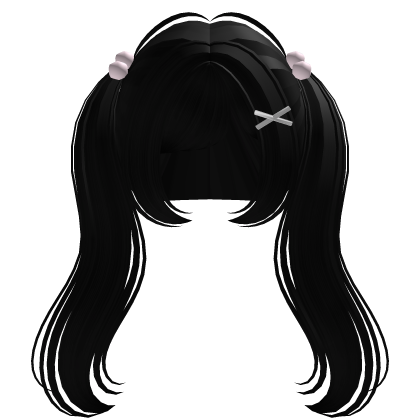 kawaii cute school bobble pigtails in black Roblox item