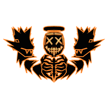 Cartoony Orange Halo Mask Skull Dragon Combo Roblox item