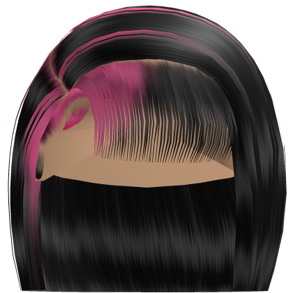 𝓭 Side Part Bob w/ Bangs (Black/Pink)