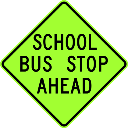 School Bus Stop Ahead Sign (Fluorescent) Roblox decal