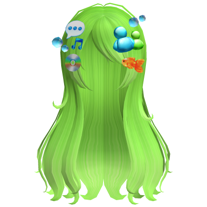 frutiger aero ombre green wispy long flowy hair