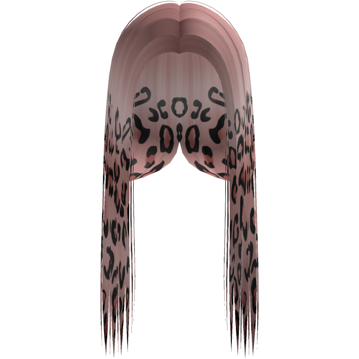 Baby Pink Leopard Print Front-Swept Mid Part Hair