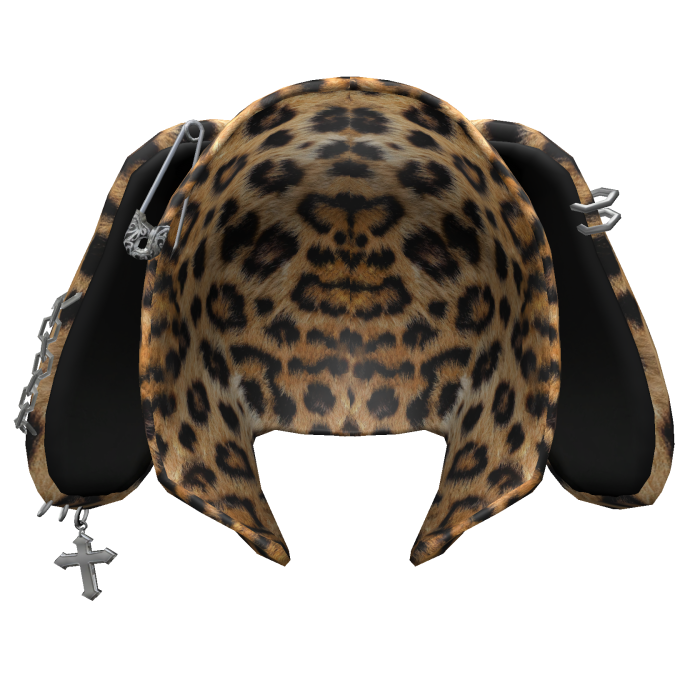 Brown Leopard Y2K Chained Bunny Hood