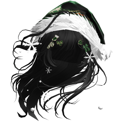 Lush Windy Hair w/Santa Hat (Black)