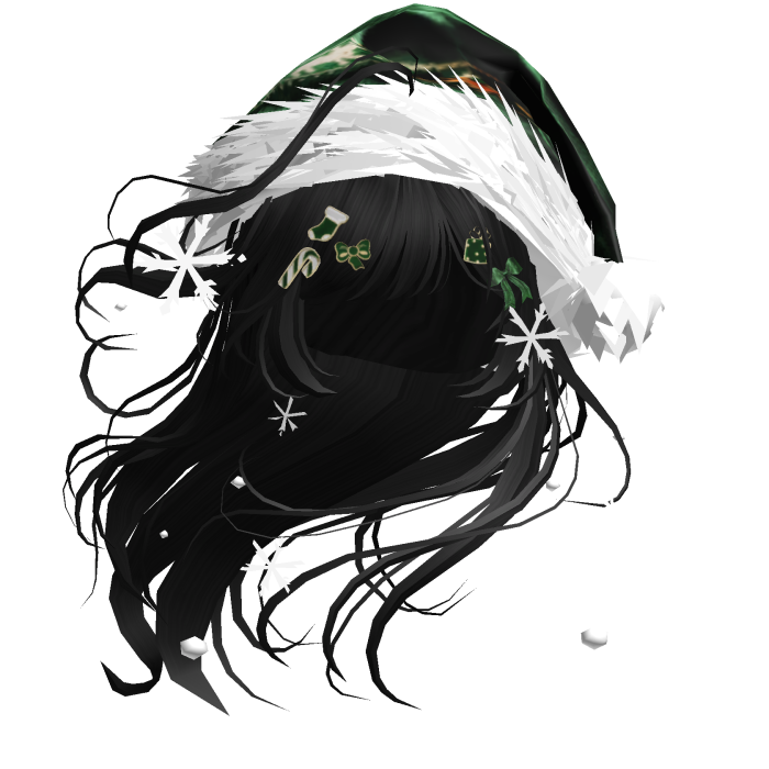 Lush Windy Hair w/Santa Hat (Black)