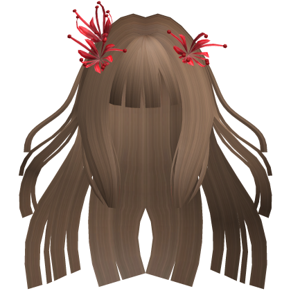 Brown Long Windy Hime Hair w/ Spider Lily