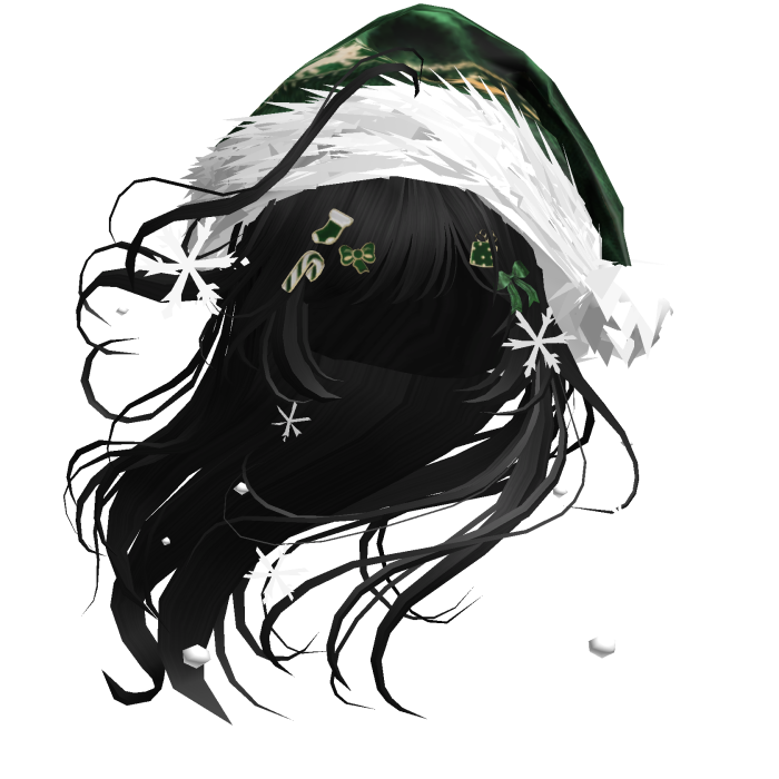 Lush Windy Hair w/Santa Hat (Black)