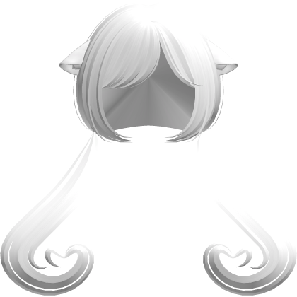 ♡ : cute long swirly kitty pigtails white Roblox item