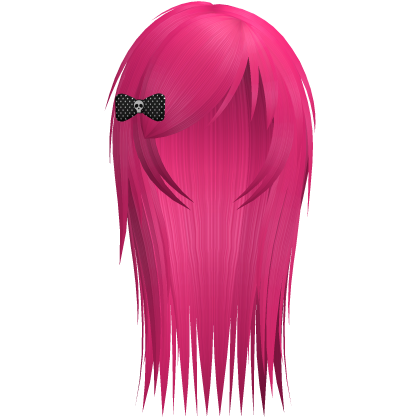 cute messy scene hair w skull bow in hot pink