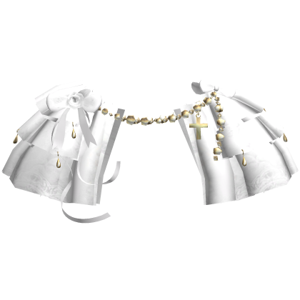 White Victorian Lace Ribbon Yellow Collar 3.0