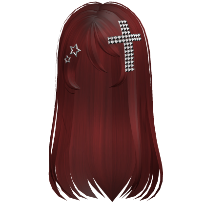 Emo Scene Long Hair w Cross Red