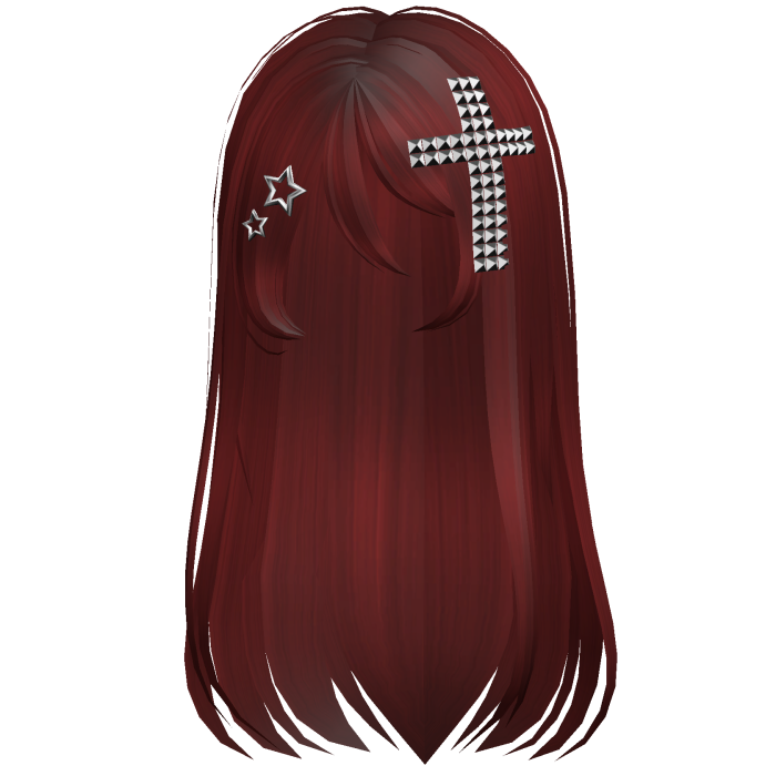 Emo Scene Long Hair w Cross Red
