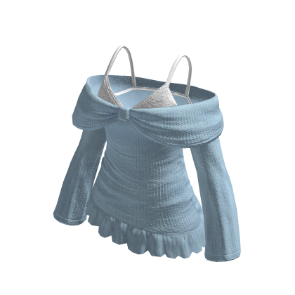 🍀Layered Bow Off-Shoulder(Blue)
