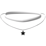 🍀Silver Star Choker Necklace (White/Black)