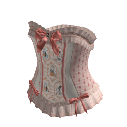 Bow Lace Trim Corset Top (Peach)