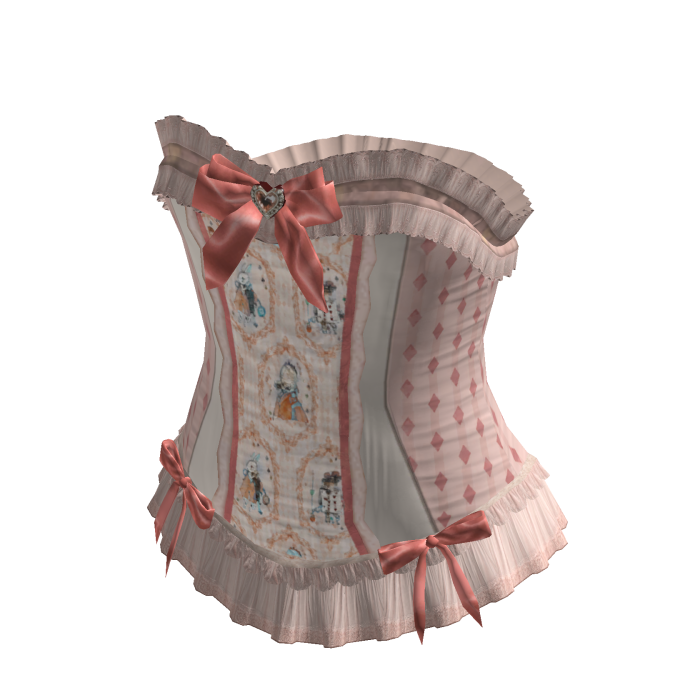 Bow Lace Trim Corset Top (Peach)
