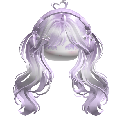 Cute Wavy Pigtails w/ Headphones (Lavender) Roblox item