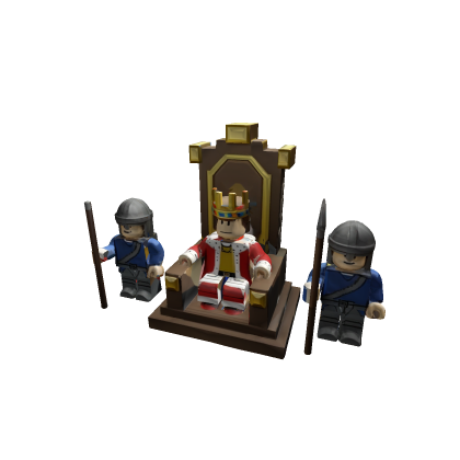 Roblox king on throne with 2 guards