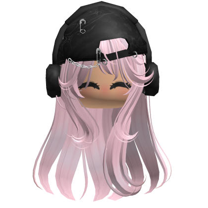 Messy Y2K Girl Anime Hair w/ a Cap (Light Pink) Roblox item