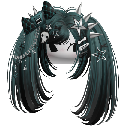 ♡ Scene Spiky Moe Pigtails (Dark Teal)