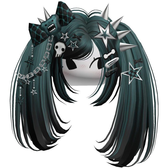 ♡ Scene Spiky Moe Pigtails (Dark Teal)