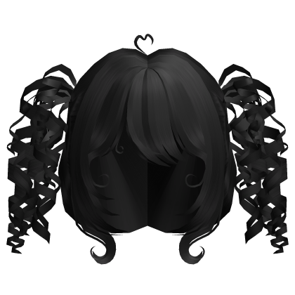 ♡ cute short doll curly pigtails in black