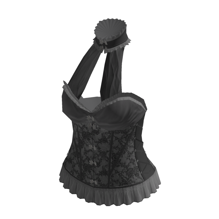 Floral Choker Halter Corset Top (Black)