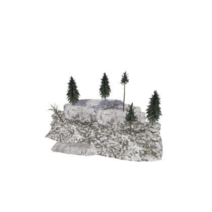 snow rock and tree