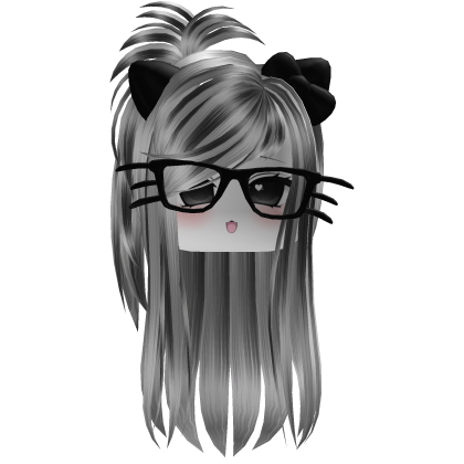 Gray Cute Cat Girl Hair + Cat Glasses Roblox item